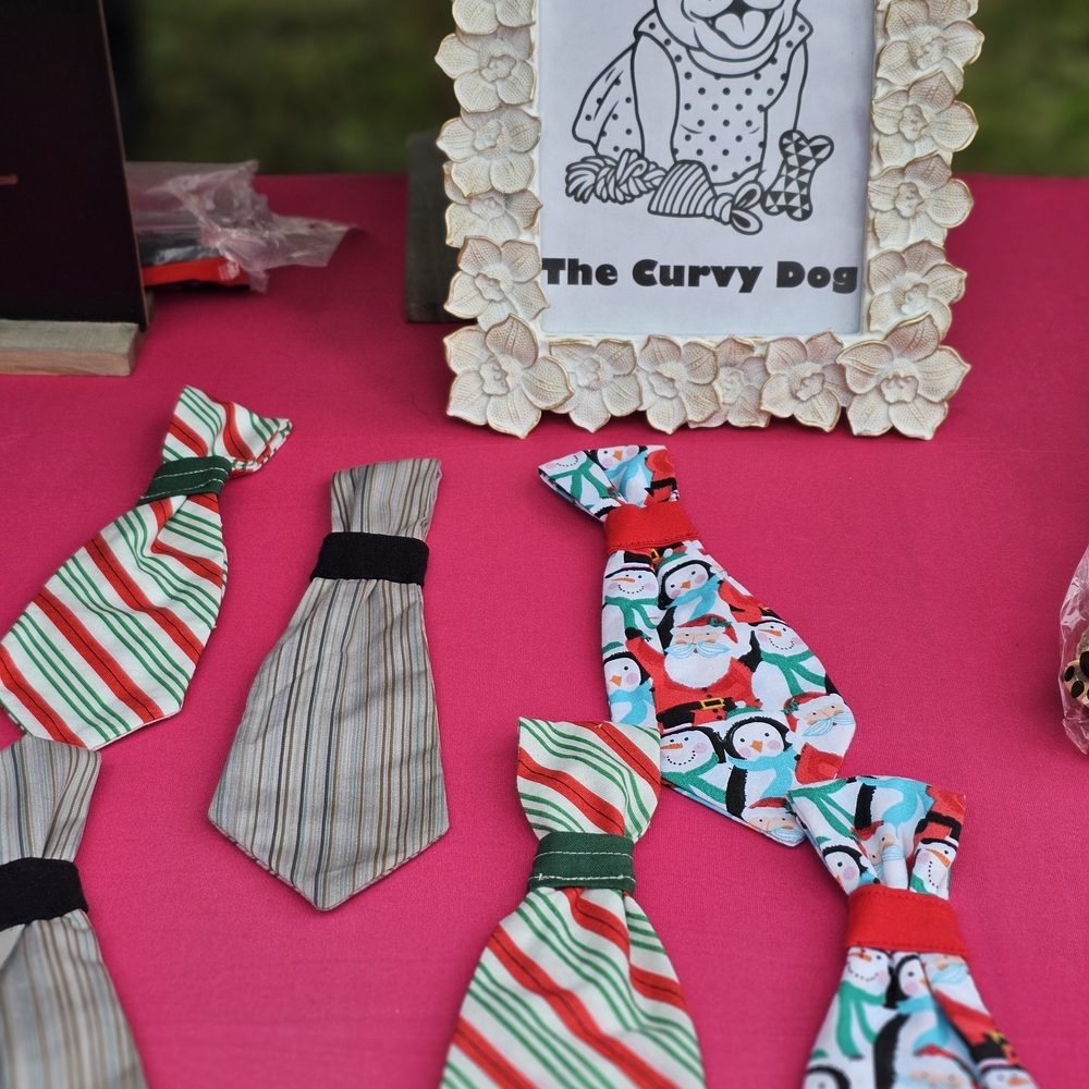 Festive Dog Ties - Red, Green, and Gray